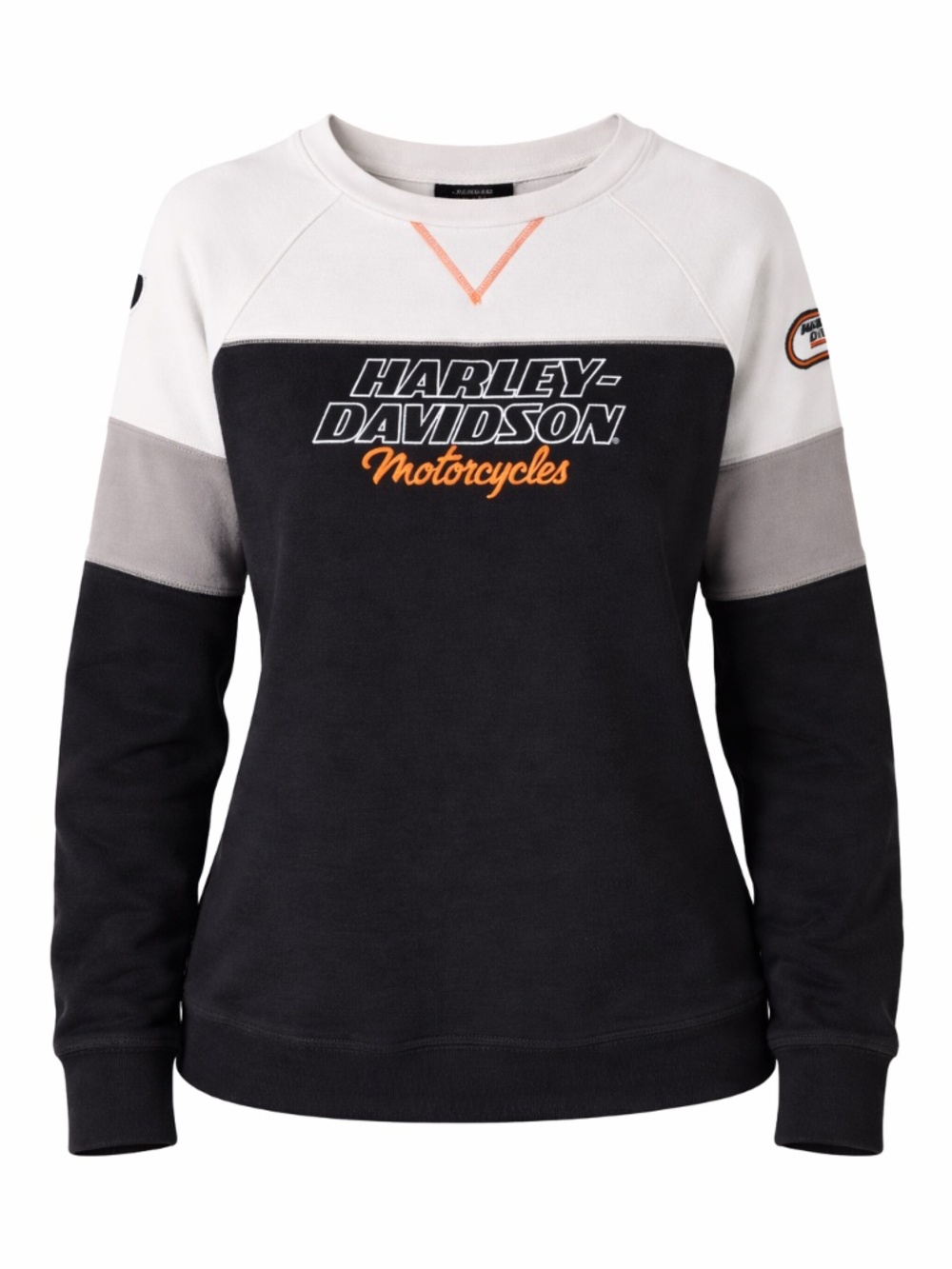 Harley Davidson sweatshirt black/orange women size S cotton 2018 Spell out logo